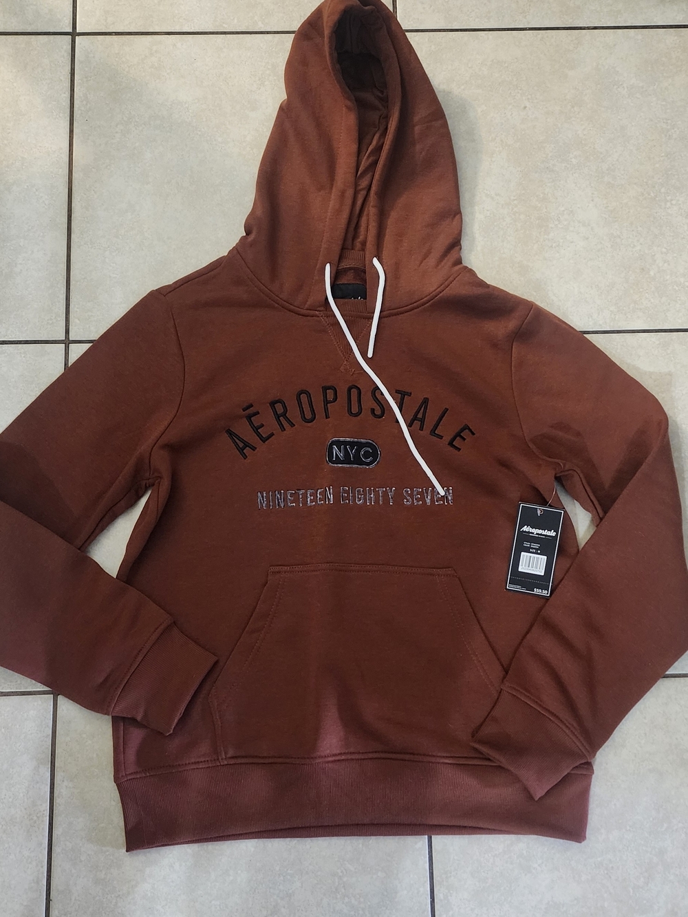 Aeropostale Women's Rust Brown Hooded Sweatshirt with Logo